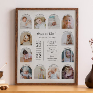 Eerste verjaardag baby mijlpaal bord met boog foto poster