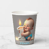 "EERSTE VERJAARDAG BABY" PAPIEREN BEKERS (Achterkant)