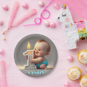 "EERSTE VERJAARDAG BABY" PAPIEREN BORDJE (Feest)