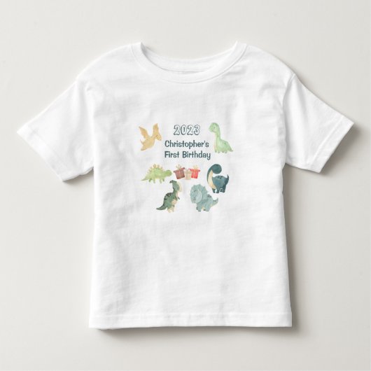 Eerste verjaardag Baby Schattige Dinosaur Waterkle Kinder Shirts (Voorkant)