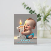 " EERSTE VERJAARDAG BABYBOY " BRIEFKAART (Staand voorkant)