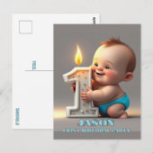 " EERSTE VERJAARDAG BABYBOY " BRIEFKAART (Voorkant / Achterkant)