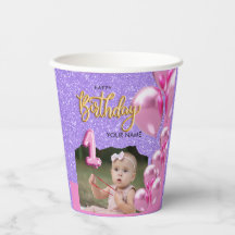 Eerste verjaardag babymeisje foto ontwerp