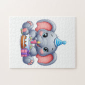 Eerste verjaardag babyolifant legpuzzel (Horizontaal)