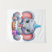 Eerste verjaardag babyolifant wandkleed (Voorkant (horizontaal))