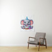 Eerste verjaardag babyolifant wandkleed (In situ)