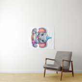Eerste verjaardag babyolifant wandkleed (In Situ (horizontaal))