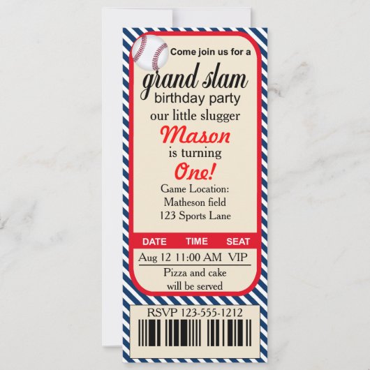 Eerste verjaardag Baseball Party uitnodiging (Voorkant)