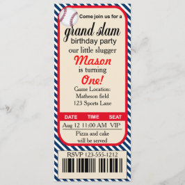 Eerste verjaardag Baseball Party uitnodiging