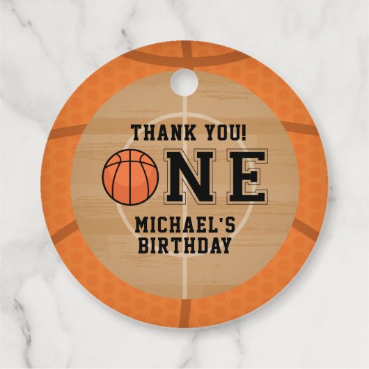 Eerste verjaardag, basketbal bedankjes labels (Achterkant)