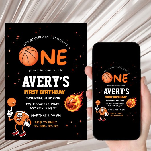 Eerste verjaardag Basketbal Uitnodiging