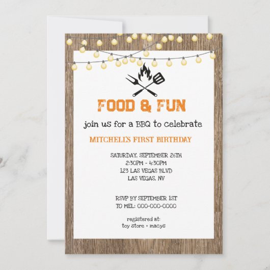 Eerste verjaardag BBQ Red Plaid Gingham Kaart (Voorkant)