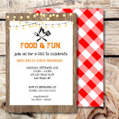 Eerste verjaardag BBQ Red Plaid Gingham Kaart