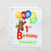 Eerste verjaardag BearHartelijk dank Kaart (Voorkant / Achterkant)