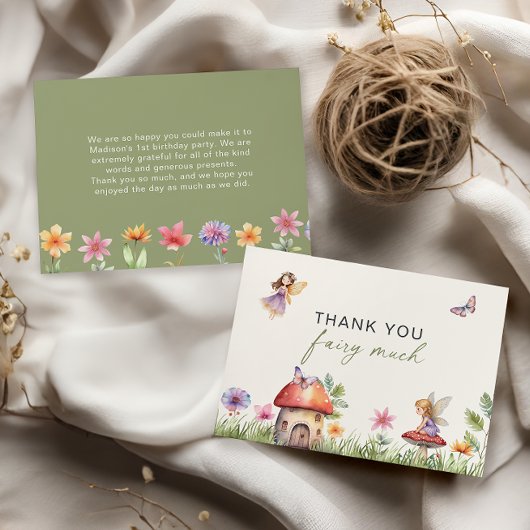 Eerste verjaardag bedankkaart 'Fairy First Birthda