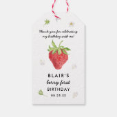 Eerste verjaardag bedankt voor de aardbei cadeaulabel (Achterkant)