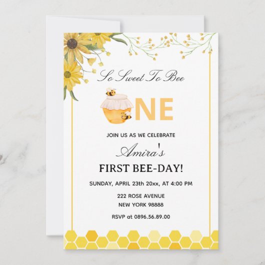 Eerste verjaardag Bee Day Kaart (Voorkant)