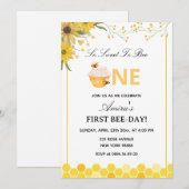Eerste verjaardag Bee Day Kaart (Voorkant / Achterkant)