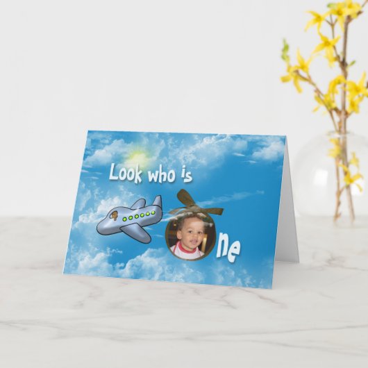 Eerste Verjaardag beer in vliegtuig Kaart (Gele Bloem)