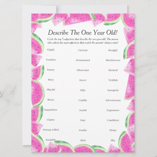 Eerste Verjaardag Beschrijf Een jaar oude meloen s Feestdagenkaart (Voorkant)