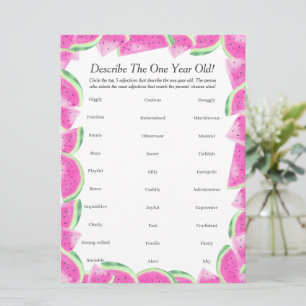 Eerste Verjaardag Beschrijf Een jaar oude meloen s Feestdagenkaart