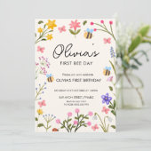 Eerste verjaardag bijen kaart (Staand voorkant)