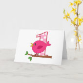 Eerste verjaardag Birdie Kaart (Gele Bloem)