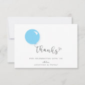 Eerste verjaardag blauwe ballon bedankje bedankkaart (Voorkant)