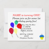 Eerste verjaardag blauwe cupcake ballonnen uitnodi kaart (Achterkant)