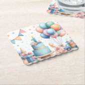 Eerste verjaardag Blauwe Feest Papier Onderzetters (Gebogen)
