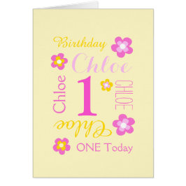 Eerste verjaardag bloem aangepaste gele roze