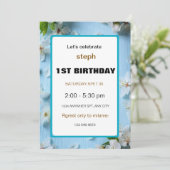 Eerste verjaardag bloemen uitnodiging (Staand voorkant)