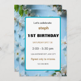 Eerste verjaardag bloemen uitnodiging