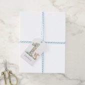 Eerste verjaardag bloemenkonijn cadeaulabel (Met Touw)