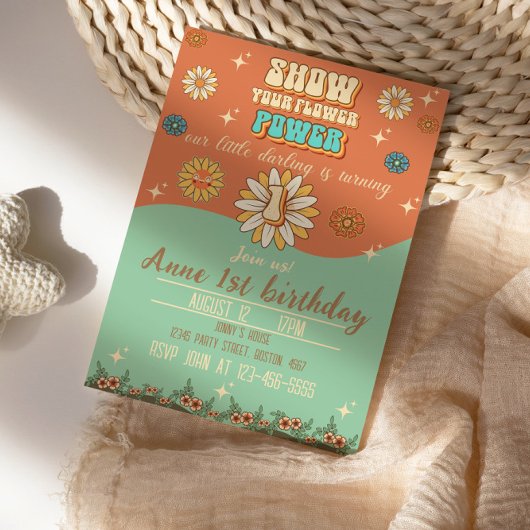 eerste verjaardag bohemiaanse groovstijl retro kaart