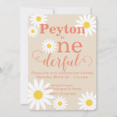 Eerste verjaardag Boho Daisy uitnodiging (Voorkant)