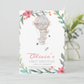 Eerste verjaardag Boho Hete luchtballon verjaardag Kaart (Staand voorkant)