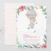 Eerste verjaardag Boho Hete luchtballon verjaardag Kaart (Voorkant / Achterkant)