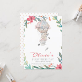 Eerste verjaardag Boho Hete luchtballon verjaardag Kaart