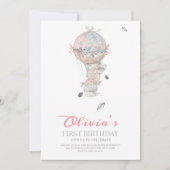 Eerste verjaardag Boho Hot air ballon verjaardagsf Kaart (Voorkant)