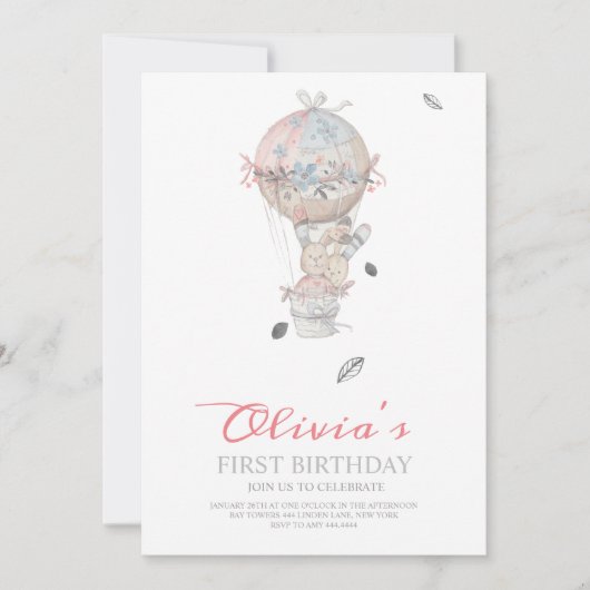 Eerste verjaardag Boho Hot air ballon verjaardagsf Kaart (Voorkant)
