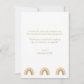 Eerste verjaardag Boho Rainbow Pink Gold Foto Bedankkaart (Achterkant)