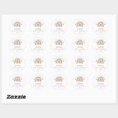 Eerste verjaardag Boho Rainbow Pink Gold Hartelijk Ronde Sticker (Vel)