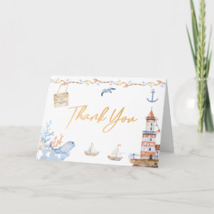 Eerste verjaardag boys Nautical Blue Lighthouse Bedankkaart