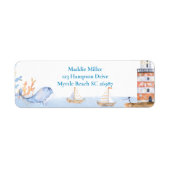 Eerste verjaardag boys Nautical Blue Lighthouse Etiket (Voorkant)