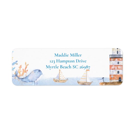 Eerste verjaardag boys Nautical Blue Lighthouse Etiket (Voorkant)