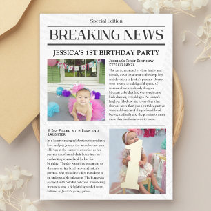 Eerste verjaardag Breaking News-aankondiging Kaart