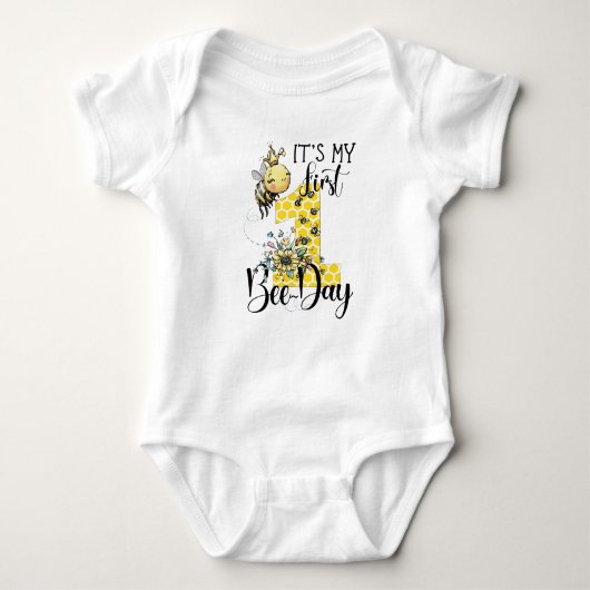 Eerste verjaardag Bumblebee Bodysuit, 1e verjaarda Romper (Voorkant)