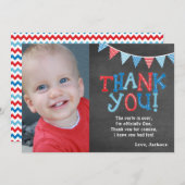 Eerste verjaardag Chalkboard Hartelijk dank | Jong Bedankkaart (Voorkant / Achterkant)