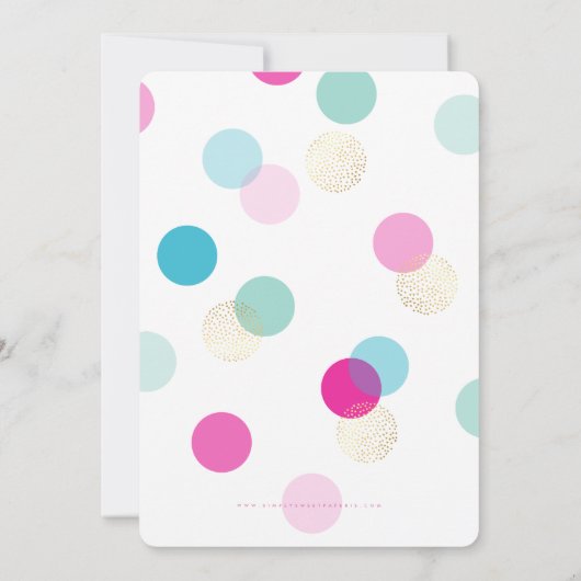 EERSTE VERJAARDAG confetti spots roze mint aqua go Kaart (Achterkant)